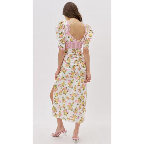 NWT For Love and Lemons Emma Midi Dress - Marigold - Picture 2 of 8